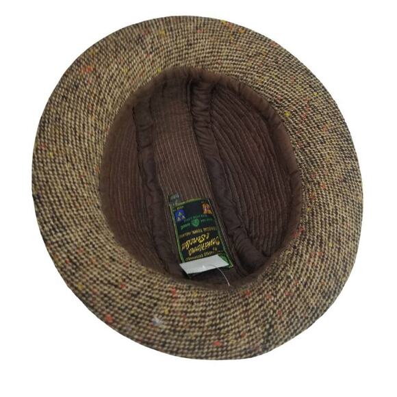 VINTAGE Wool TRILBY Hat DAVID HANNA & SONS Handcrafted Ireland Tweed Brown SZ 7 - Picture 3 of 4